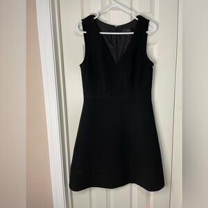 J Crew Black V Neck A Line Sleeveless Dark Academia Preppy Dress Size 6
